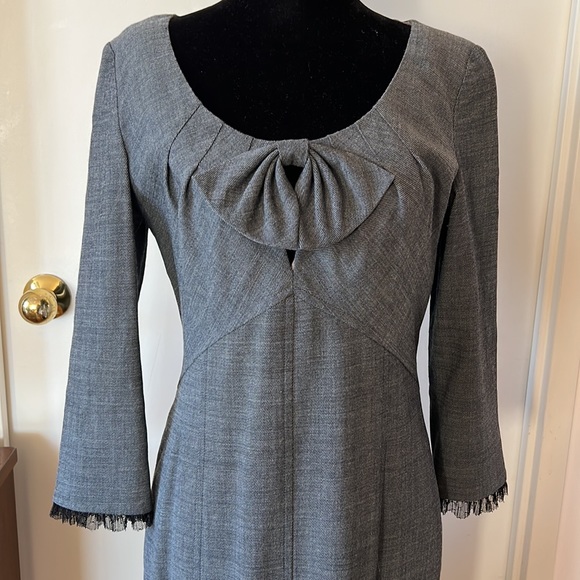 Sunny Choi Grey Fitted Wool Dress Sz 6 EUC - Picture 2 of 14